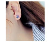 Real Money 14K Zircon Flower Stud Earrings Sterling Silver Piercing Earring