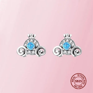 925 Silver Rose Flower Stud Earrings Round Women Jewelry Gift