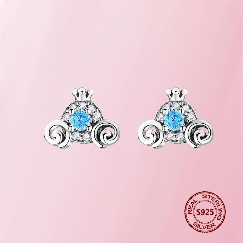 925 Silver Rose Flower Stud Earrings Round Women Jewelry Gift