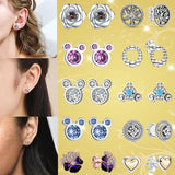 925 Silver Rose Flower Stud Earrings Round Women Jewelry Gift