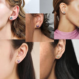 925 Silver Rose Flower Stud Earrings Round Women Jewelry Gift