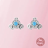 925 Silver Rose Flower Stud Earrings Round Women Jewelry Gift