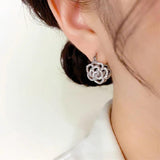 Zircon Hollow Out Rose Flower Earrings for Women