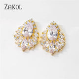 Water Drop CZ Stud Earrings for Bridesmaid EP2973