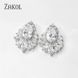 Water Drop CZ Stud Earrings for Bridesmaid EP2973