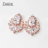 Water Drop CZ Stud Earrings for Bridesmaid EP2973