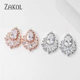 Water Drop CZ Stud Earrings for Bridesmaid EP2973