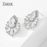 Water Drop CZ Stud Earrings for Bridesmaid EP2973