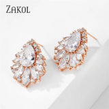 Water Drop CZ Stud Earrings for Bridesmaid EP2973