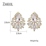 Water Drop CZ Stud Earrings for Bridesmaid EP2973