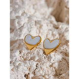 Heart Love Stud Earrings Stainless Steel Natural Shell Charm Jewelry