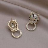 Colorful Zircon Big Leopard Round Earrings Women's Party Accessories