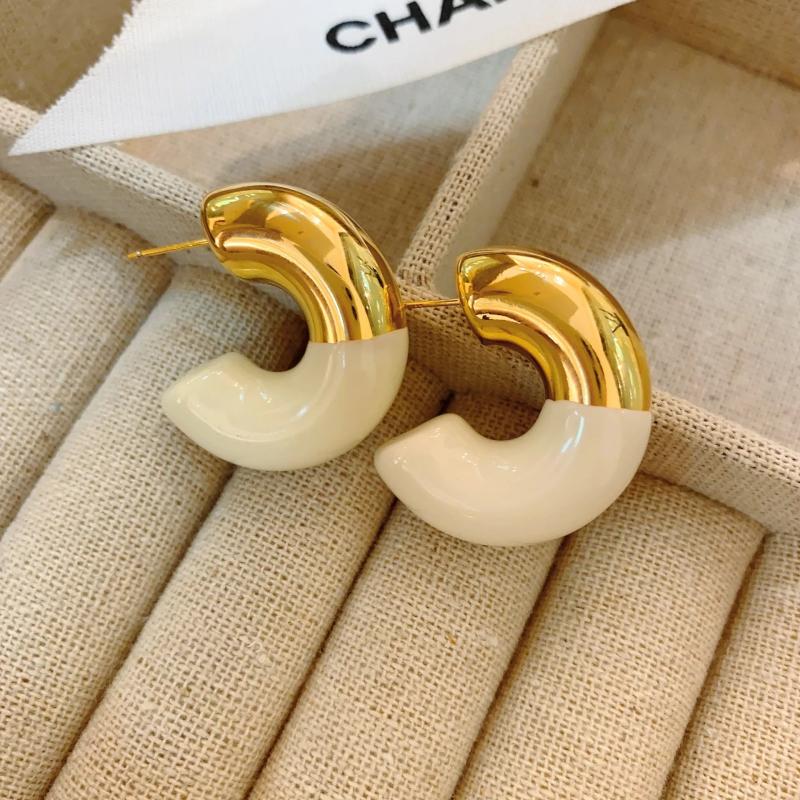 Metal C-shaped Drip Glaze Enamel Stud Earrings Vintage Jewelry