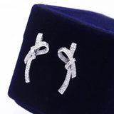 Sparkling Bow Stud Earrings Cubic Zirconia Ear Earrings for Women Wedding