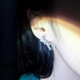 Sparkling Bow Stud Earrings Cubic Zirconia Ear Earrings for Women Wedding