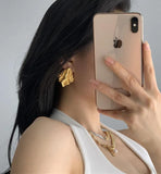 Retro Metal Drop Stud Earrings Irregular Jewelry Gift