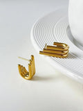 Per'sBox Geometric Triple J Shape Chunky Stud Earrings