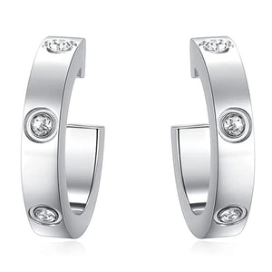 Cz Crystal Stud Earring For Women Valentine Gift Stainless Steel Small Femme