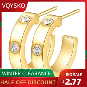 Cz Crystal Stud Earring For Women Valentine Gift Stainless Steel Small Femme