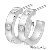 Cz Crystal Stud Earring For Women Valentine Gift Stainless Steel Small Femme