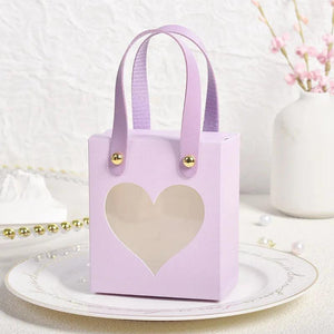 10Pcs Wedding Candy Gift Bags with Transparent Window Pink Romantic F