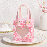 10Pcs Wedding Candy Gift Bags with Transparent Window Pink Romantic F