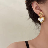 Flower Heart Earrings French Retro Women Jewelry Wedding