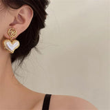 Flower Heart Earrings French Retro Women Jewelry Wedding