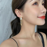 Vintage French Style Tassel Stud Earrings for Women Party Accessories