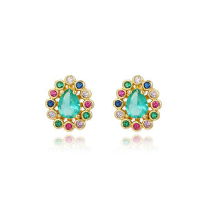 Colorful Micro Pave CZ Rainbow Stud Earrings Party Jewelry