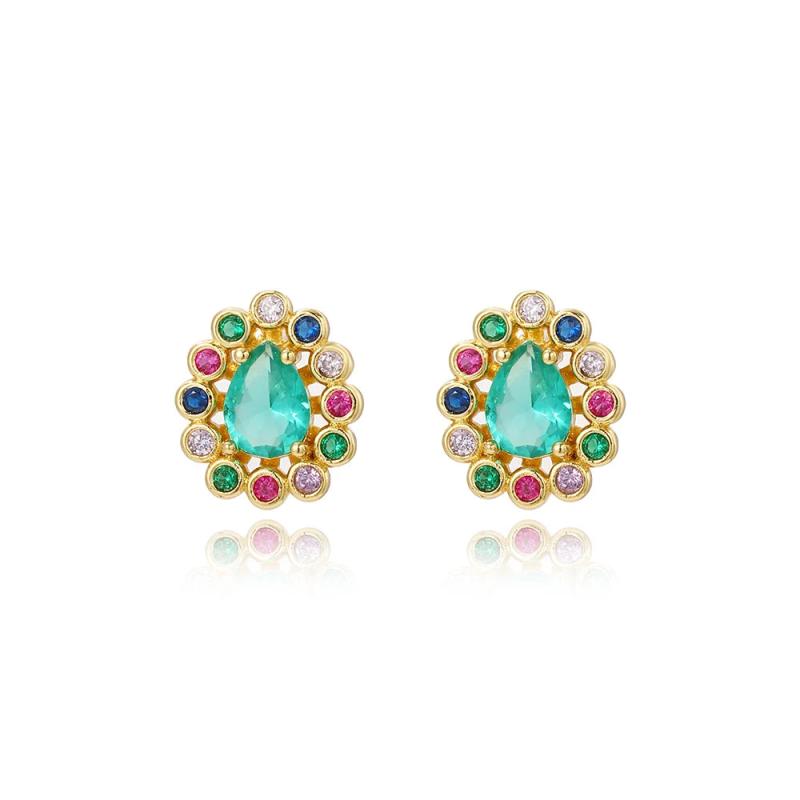 Colorful Micro Pave CZ Rainbow Stud Earrings Party Jewelry