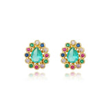 Colorful Micro Pave CZ Rainbow Stud Earrings Party Jewelry