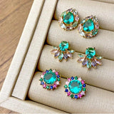 Colorful Micro Pave CZ Rainbow Stud Earrings Party Jewelry