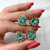 Colorful Micro Pave CZ Rainbow Stud Earrings Party Jewelry