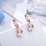 Vintage Letter D Crystal Earrings Stainless Steel Delicate Stud Jewelry Gift