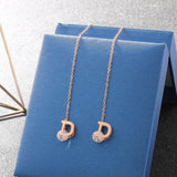 Vintage Letter D Crystal Earrings Stainless Steel Delicate Stud Jewelry Gift