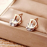 Vintage Letter D Crystal Earrings Stainless Steel Delicate Stud Jewelry Gift