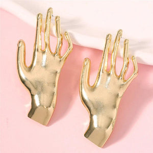Golden Palm Hand Earrings Vintage Alloy Jewelry