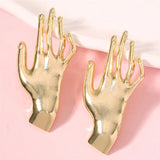 Golden Palm Hand Earrings Vintage Alloy Jewelry