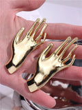Golden Palm Hand Earrings Vintage Alloy Jewelry