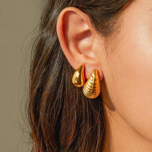 Uworld Stainless Steel Threaded Earrings 18K Plated Jewelry Gift