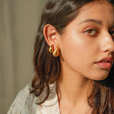 Uworld Stainless Steel Threaded Earrings 18K Plated Jewelry Gift
