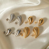 Uworld Stainless Steel Threaded Earrings 18K Plated Jewelry Gift