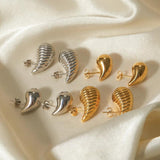 Uworld Stainless Steel Threaded Earrings 18K Plated Jewelry Gift
