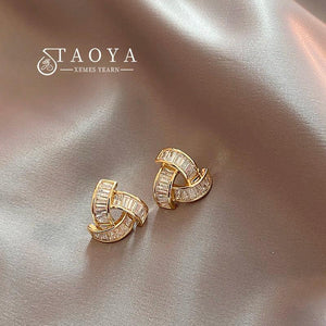Zircon Inlaid Triangle Earrings for Women