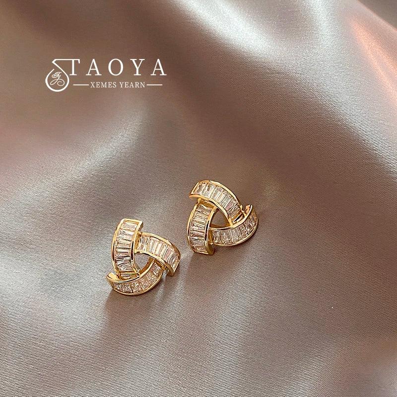 Zircon Inlaid Triangle Earrings for Women