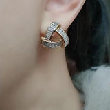 Zircon Inlaid Triangle Earrings for Women