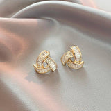 Zircon Inlaid Triangle Earrings for Women