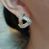 Zircon Inlaid Triangle Earrings for Women