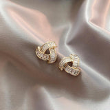 Zircon Inlaid Triangle Earrings for Women